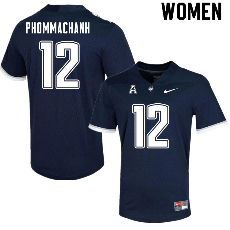 Women #12 Tyler Phommachanh Uconn Huskies College Football Jerseys Sale-Navy